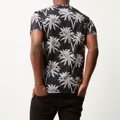 Black palm print t-shirt